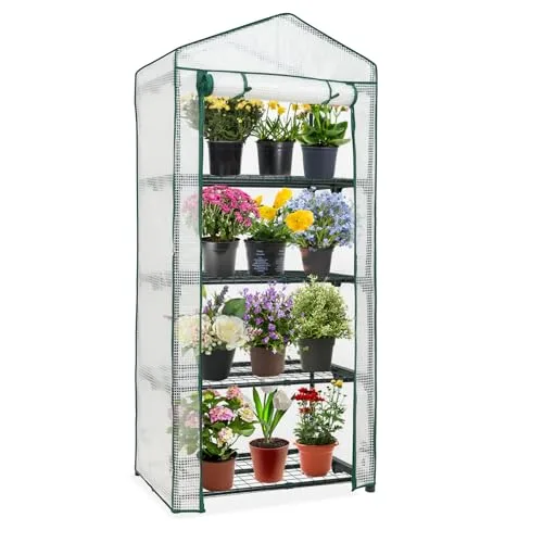 EAGLE PEAK Mini-Gewächshaus mit 4 Ebenen, tragbares Gewächshaus mit Regalen und wetterbeständiger PE-Abdeckung, kleines Gewächshaus für Setzlinge & Gartengeschenke, 68,6 x 48,3 x 162,6 cm, transparent – Bild 10