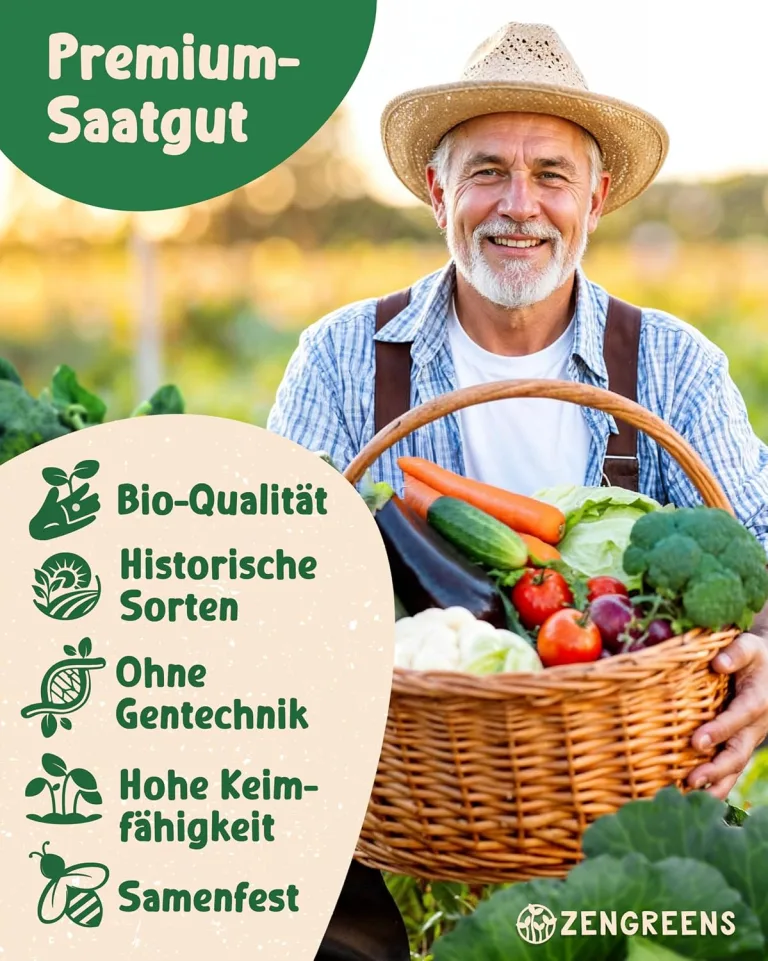 Bio Gemüsesamen Set - 12 Gemüse Samen für den einfachen Anbau im Garten, Balkon oder Hochbeet - ökologisches Saatgut - Pflanzensamen - Gemüsesamenset – Bild 3