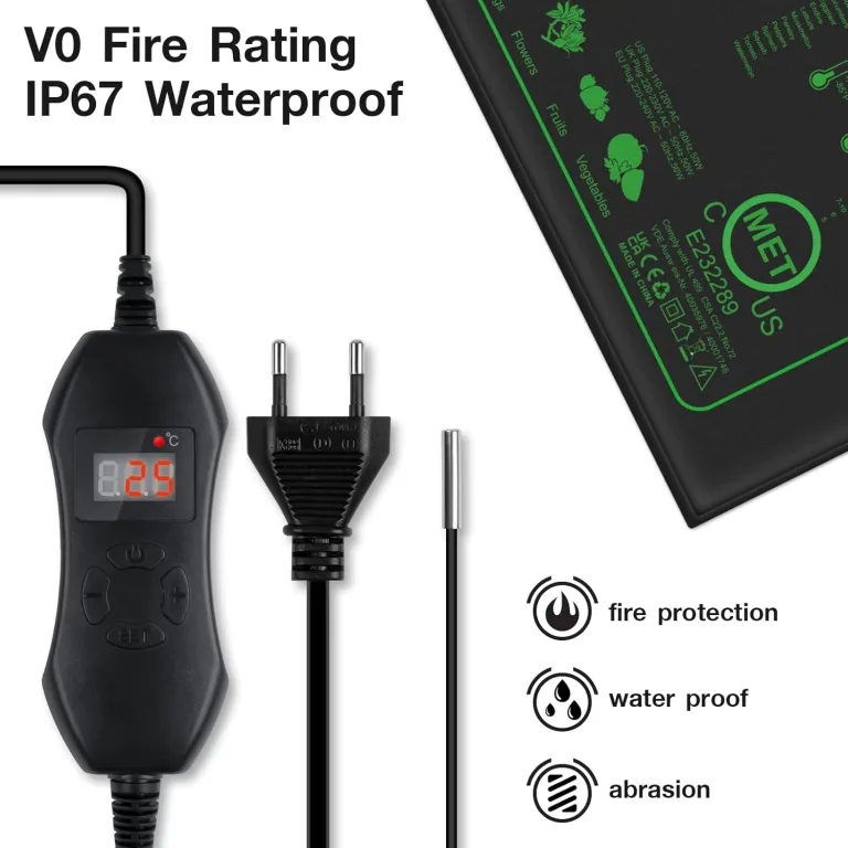 50W Heizmatte Pflanzen mit Thermostat - Schnelle Erwärmung, Feuerschutz, Wärmematte zur Keimung und Temperatur-Regulierung, ideal für Sämlinge, Haustiere und Reptilien (1er Pack) – Bild 5