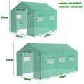 300x200x200cm Frostschutz Gartengewächshäuser aus Stahlrohren, 6㎡ Begehbares Tomatenhaus mit Satteldach, Rolltor mit Reißverschluss & Fenstern, Winterfest HDPE Foliengewächshaus für Garten - Thumbnail 2