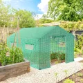 300x200x200cm Frostschutz Gartengewächshäuser aus Stahlrohren, 6㎡ Begehbares Tomatenhaus mit Satteldach, Rolltor mit Reißverschluss & Fenstern, Winterfest HDPE Foliengewächshaus für Garten - Thumbnail 8