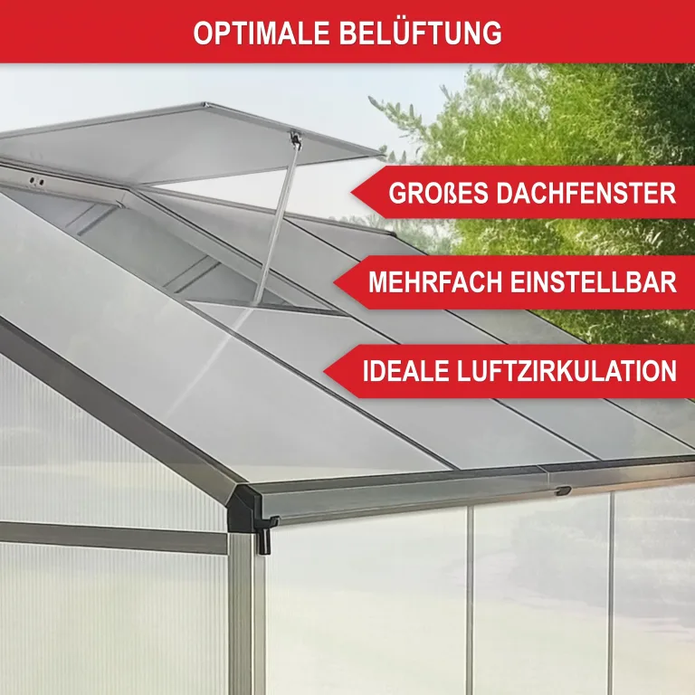 ONBEST stabiles Aluminium Gewächshaus mit Dachfenster – Garten Frühbeet ideal für die Anzucht von Tomaten Blumen – vielseitig nutzbar als Treibhaus, Tomatengewächshaus Pflanzenhaus (XXL) – Bild 7