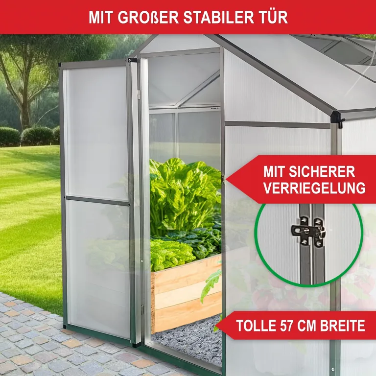 ONBEST stabiles Aluminium Gewächshaus mit Dachfenster – Garten Frühbeet ideal für die Anzucht von Tomaten Blumen – vielseitig nutzbar als Treibhaus, Tomatengewächshaus Pflanzenhaus (XXL) – Bild 8