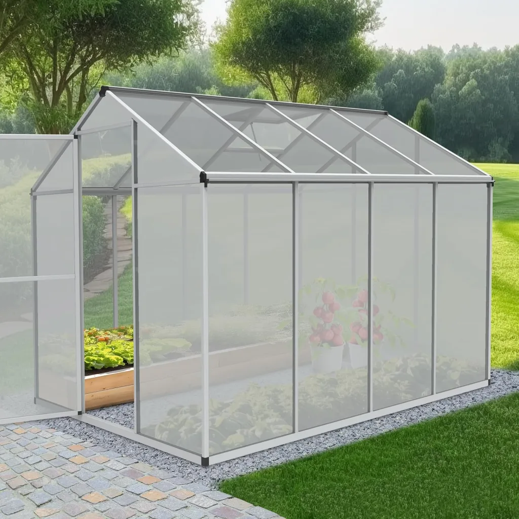 stabiles Aluminium Gewächshaus mit Dachfenster – Garten Frühbeet ideal für die Anzucht von Tomaten Blumen – vielseitig nutzbar als Treibhaus, Tomatengewächshaus Pflanzenhaus (XL)
