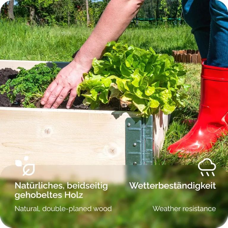 naturbelassene Hochbeete für Garten Palettenrahmen 120x80x20 cm Hochbeet Holz 3 Stück steckbar stapelbar faltbar für Pflanzen Blumen Kräuter Obst und Gemüse Anthrazit GD-0075 – Bild 7