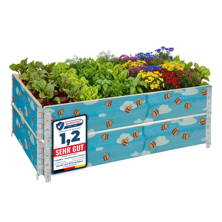 Garronda Hochbeete für Garten Palettenrahmen 120x80x20 cm Hochbeet Holz 2 Stück steckbar stapelbar faltbar für Pflanzen Blumen Kräuter Obst und Gemüse Braun GD-0075 – Bild 10