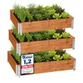 Garronda Hochbeete für Garten Palettenrahmen 120x80x20 cm Hochbeet Holz 3 Stück steckbar stapelbar faltbar für Pflanzen Blumen Kräuter Obst und Gemüse Braun GD-0075 - Thumbnail 1