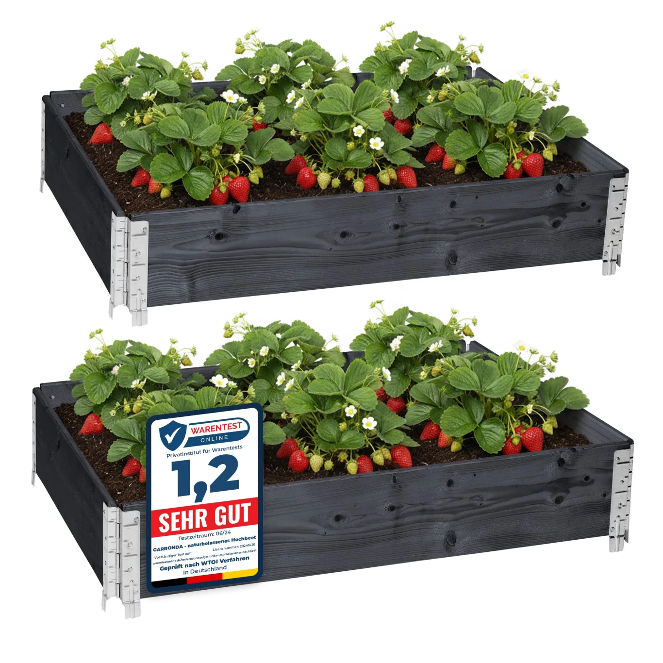 Garronda Hochbeete für Garten Palettenrahmen 120x80x20 cm Hochbeet Holz 2 Stück steckbar stapelbar faltbar für Pflanzen Blumen Kräuter Obst und Gemüse Anthrazit GD-0075 - Bild 1