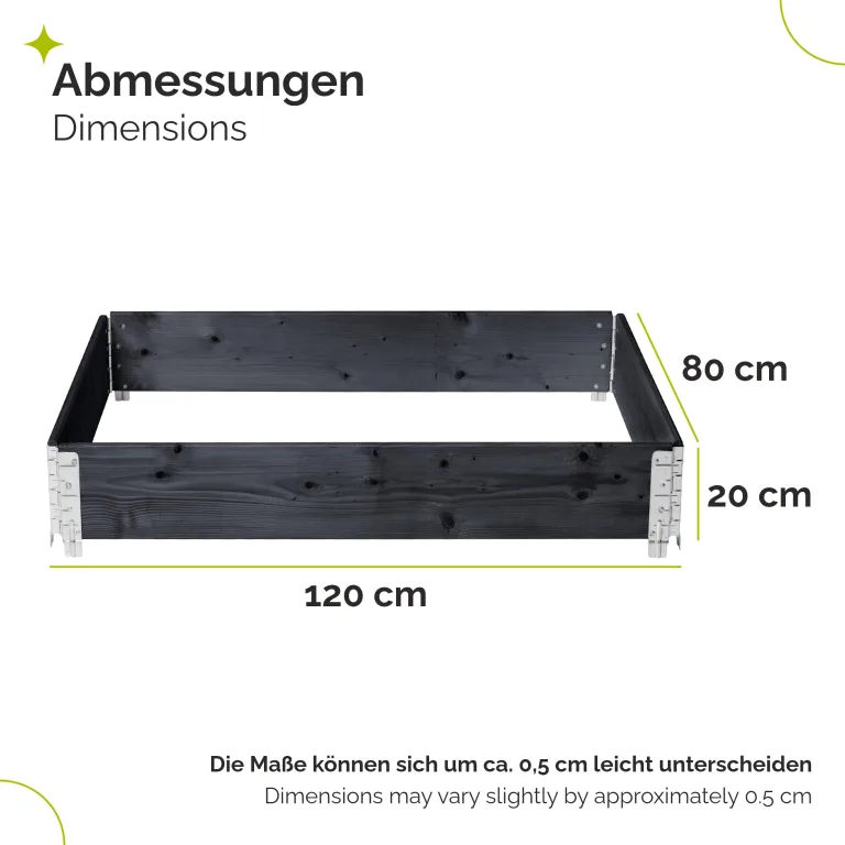 Garronda Hochbeete für Garten Palettenrahmen 120x80x20 cm Hochbeet Holz 2 Stück steckbar stapelbar faltbar für Pflanzen Blumen Kräuter Obst und Gemüse Anthrazit GD-0075 – Bild 2