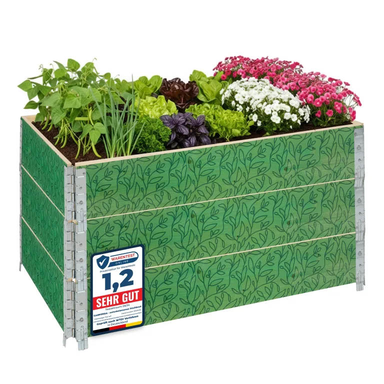 Garronda Hochbeete für Garten Palettenrahmen 120x80x20 cm Hochbeet Holz 2 Stück steckbar stapelbar faltbar für Pflanzen Blumen Kräuter Obst und Gemüse Anthrazit GD-0075 – Bild 7