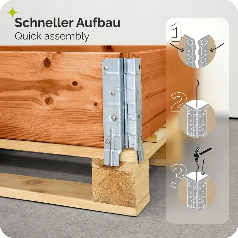 Garronda Hochbeete für Garten Palettenrahmen 120x80x20 cm Hochbeet Holz 1 Stück steckbar stapelbar faltbar für Pflanzen Blumen Kräuter Obst und Gemüse Braun GD-0075 – Bild 3