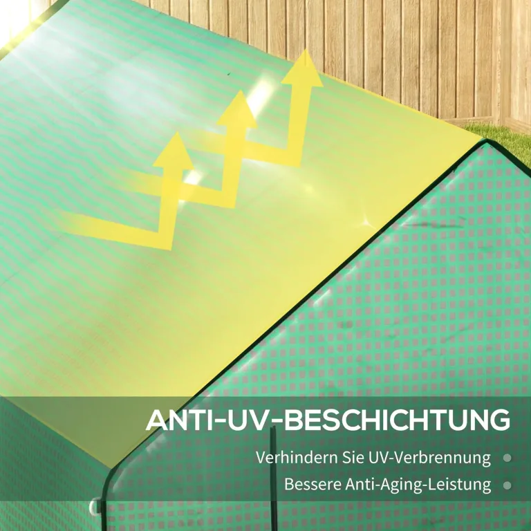 Outsunny Ersatzfolie Ersatzabdeckung mit Rolltür, Gewächshausfolie mit UV-Schutz, Seitenfenster, PE-Folie für Tunnelgewächshaus, Grün 140 x 213 x 190 cm – Bild 4