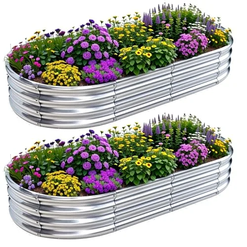 2 Stück Hochbeet Metall 180×90×29 cm Verzinktem Hochbeet für Gemüse Blumen und Kräuter im Garten (180 * 90 * 29 cm, mit Rankhilfe) – Bild 8