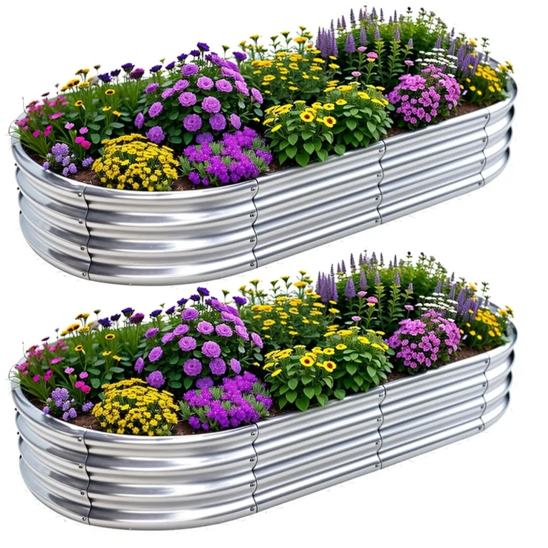 2 Stück Hochbeet Metall 180×90×29 cm Verzinktem Hochbeet für Gemüse Blumen und Kräuter im Garten (180 * 90 * 29 cm, mit Rankhilfe) – Bild 1