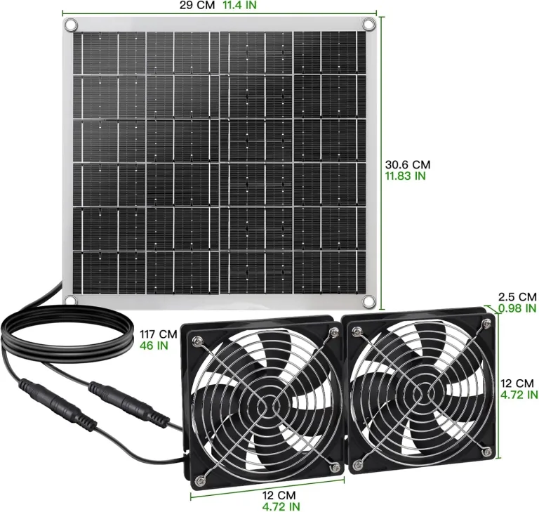 Solar Ventilator, 15W Solarpanel Ventilator mit Zwei IP67 Wasserdicht für Kleine Hühnerställe, Gewächshäuser, Schuppen, Tierhäuser, Ansaug- oder Abluft – Bild 2