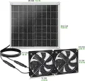 Solar Ventilator, 15W Solarpanel Ventilator mit Zwei IP67 Wasserdicht für Kleine Hühnerställe, Gewächshäuser, Schuppen, Tierhäuser, Ansaug- oder Abluft - Thumbnail 2
