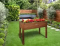 Hochbeet aus Holz für Garten Balkon Terrasse, Pflanzkasten Bausatz rechteckig schmal mit Vlies-Folie, Kräuterbeet Pflanzenkasten deko, dunkel-braun - Thumbnail 6