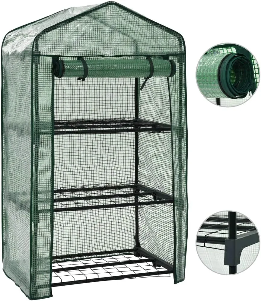 LAPOOH 3-stufiges Mini-Gewächshaus 69 x 49 x 125 cm, Frühbeet, Tomatenhaus, Treibhaus, Greenhouse, Garten Zubehör