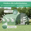 COSTWAY Gewächshaus, 4x3x2m|12m², Foliengewächshaus mit Metallgestell, Treibhaus mit 6 aufrollbaren Netzfenstern & 2 Reißverschlusstüren, Garten Folientunnel, für Tomaten Gemüse Blumen Obst, Grün - Thumbnail 2