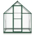 vidaXL Gewächshaus mit Fundamentrahmen, Pflanzenhaus mit Dachrinnensystem Flügeltür, Treibhaus für Pflanzen, Frühbeet, Grün Aluminimum - Thumbnail 9