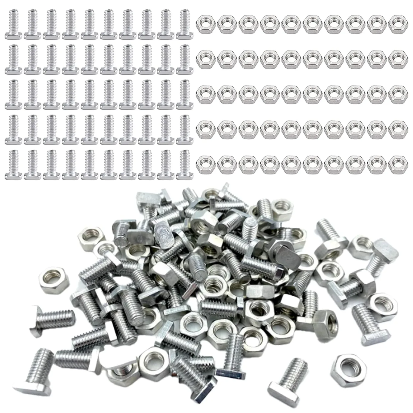 50 Stück Gewächshaus Schrauben,M6x12 Aluminium Hammerkopfschrauben,Gewächshausschrauben Hammerschraubenalu Schrauben für Gewächshäuser Glashaus - Bild 1