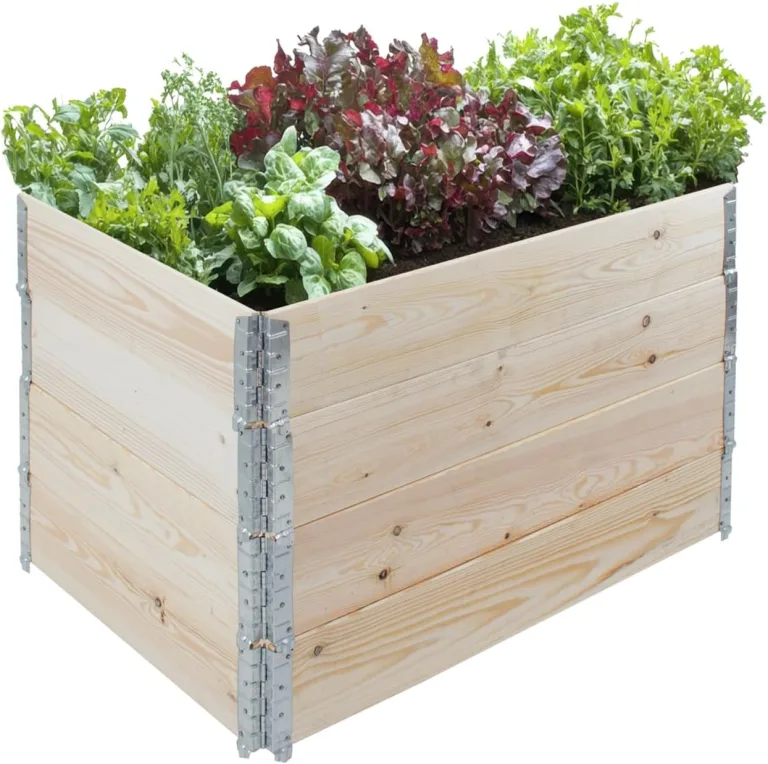 TRUTZHOLM Hochbeet aus Holz 120x80x80 cm Palettenrahmen 4-teilig stapelbar steckbar faltbar Pflanzbeet Beeteinfassung Holzrahmen Aufsatzrahmen für Europalette Garten Balkon Terrasse in Schwarz – Bild 8
