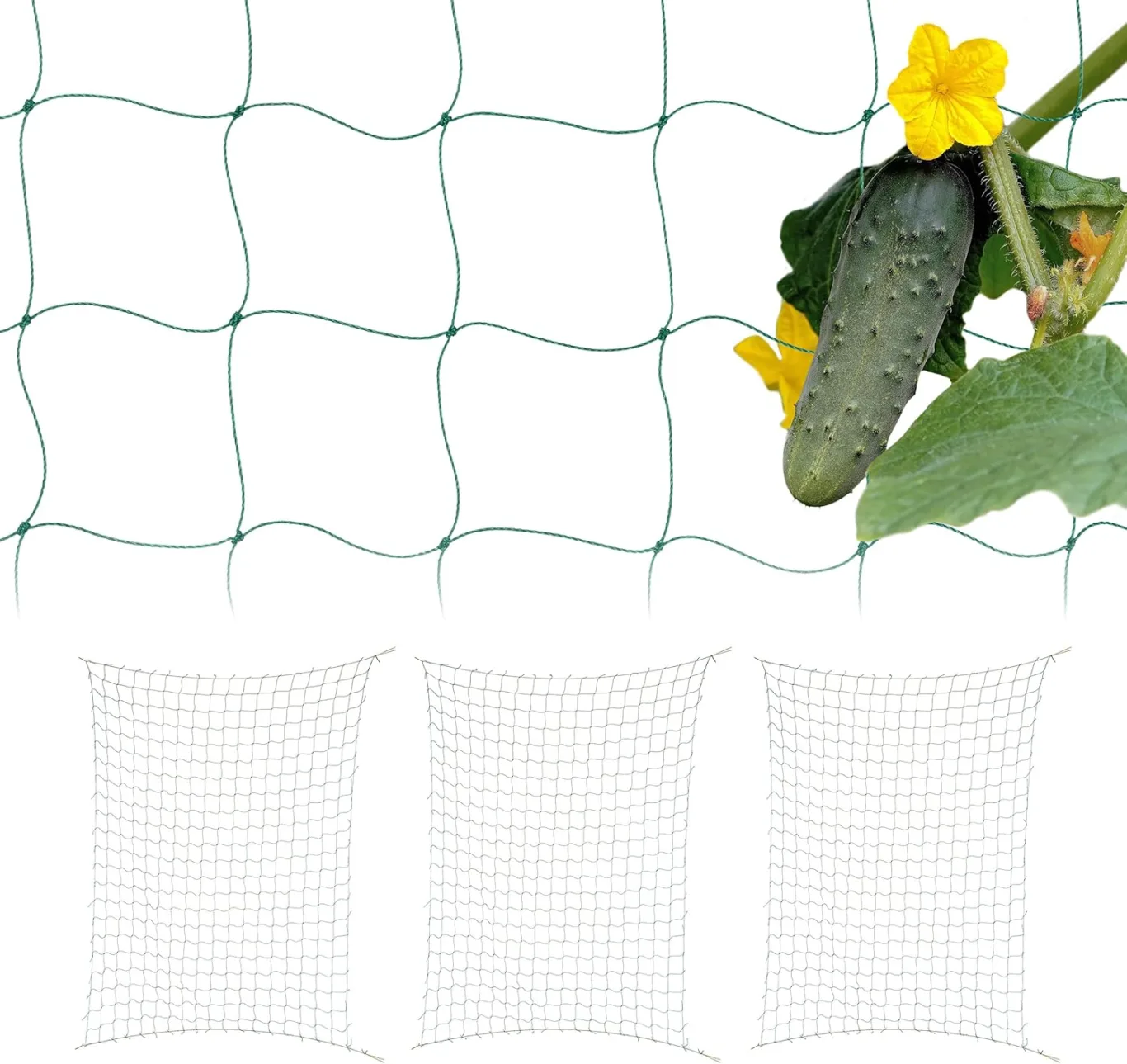 Relaxdays Ranknetz 4er Set, für Gewächshaus, 200x350 cm, Rankhilfe Gurken, Maschenweite 10 cm, Gewächshausnetz, PE, grün - Bild 1