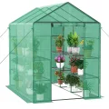 Ribelli Foliengewächshaus, Gewächshaus mit Aufrollbarer Tür, Tomatengewächshaus 143x195x143 cm, 4 Regale Treibhaus, Winterfest PE-Gitterfolie, Gartenhaus für Pflanzen, Gemüse, Blumen, Weiß - Thumbnail 10