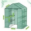 Ribelli Foliengewächshaus, Gewächshaus mit Aufrollbarer Tür, Tomatengewächshaus 143x195x143 cm, 4 Regale Treibhaus, Winterfest PE-Gitterfolie, Gartenhaus für Pflanzen, Gemüse, Blumen, Grün - Thumbnail 6