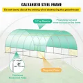VEVOR Tragbares Tunnel-Gewächshaus, 6,1 x 3 x 2,1 m, mit Bögen aus verzinktem Stahl, 3 oberen Balken, 4 diagonalen Pfosten, 2 Reißverschlusstüren und 12 aufrollbaren Fenstern, Weiß - Thumbnail 3