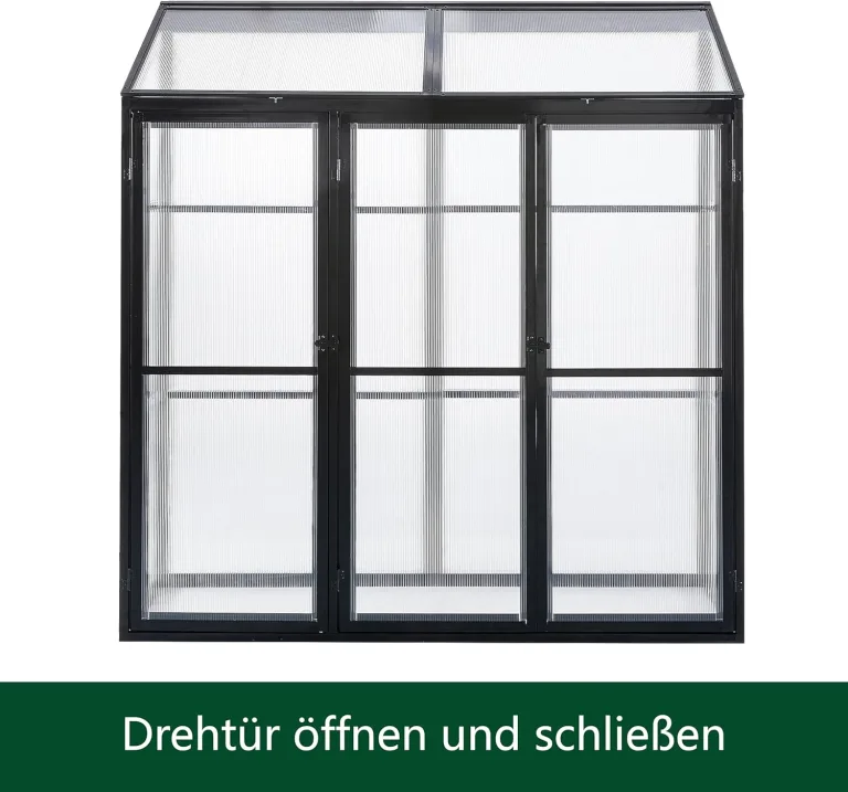 Aluminium Gewächshaus Beistell Tomatengewächshaus klein Dreitürig Treibhaus 180x55X190 cm – Bild 4