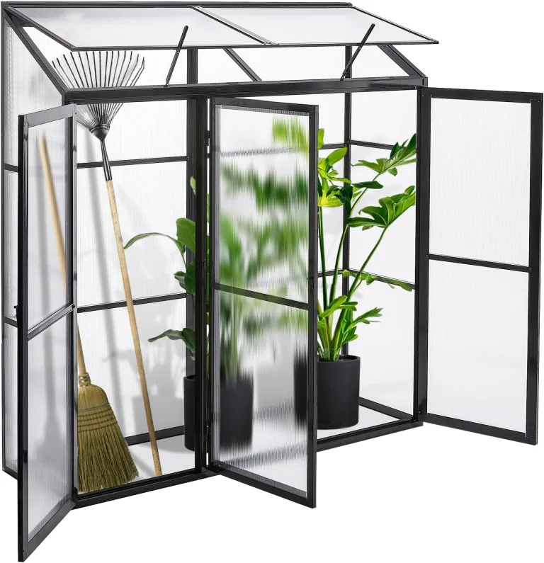 Aluminium Gewächshaus Beistell Tomatengewächshaus klein Dreitürig Treibhaus 180x55X190 cm – Bild 1
