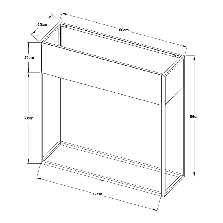 [en.casa] Blumenständer Joensuu Hochbeet Pflanzkübel Kräuterbeet Blumenkasten Pflanzkasten aus Stahl 80 x 80 x 25 cm Schwarz für drinnen und draußen – Bild 5
