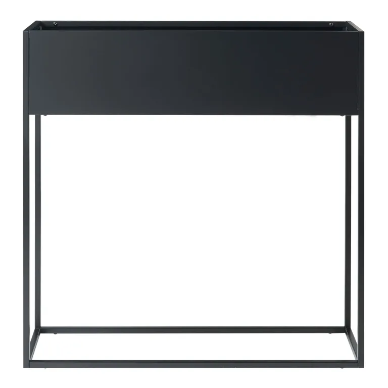 [en.casa] Blumenständer Joensuu Hochbeet Pflanzkübel Kräuterbeet Blumenkasten Pflanzkasten aus Stahl 80 x 80 x 25 cm Schwarz für drinnen und draußen – Bild 6