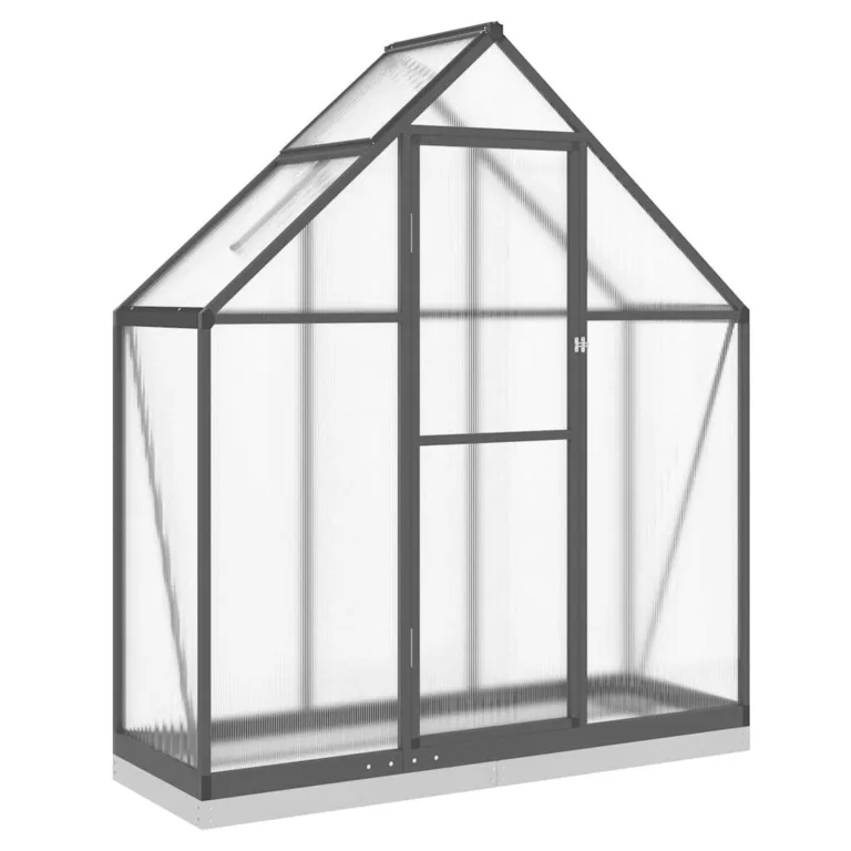 Rantry Aluminium-Gewächshaus, 0.98m², Anthrazit/Transparent, 5-fach verstellbares Lüftungsfenster, 169x58x202cm Model4005821 – Bild 2