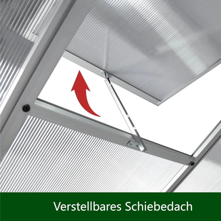 Gewächshaus Aluminium mit 182 x 178cm Fundament 4mm Platten gartengewächshäuser groß Treibhaus Winterfest Frühbeet Aufzucht 5,15m³ – Bild 5