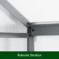 Gewächshaus Aluminium mit 362 x 238cm Fundament 4mm Platten gartengewächshäuser groß Treibhaus Winterfest Frühbeet Aufzucht 14,03m³ Doppeltür Grau - Thumbnail 6