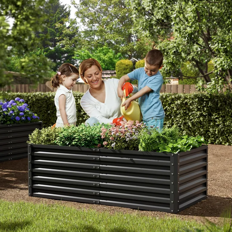 Amopatio Hochbeet Metall 2er-Set, Pflanzbeet Hochbeete für Garten, 180x90x60 cm, Hochbeete-kit 970 L für Gemüse Blumen Sukkulenten Kräuter, Blumenbeet & Pflanzentrog, Verzinkter Stahl, Schwarz – Bild 6