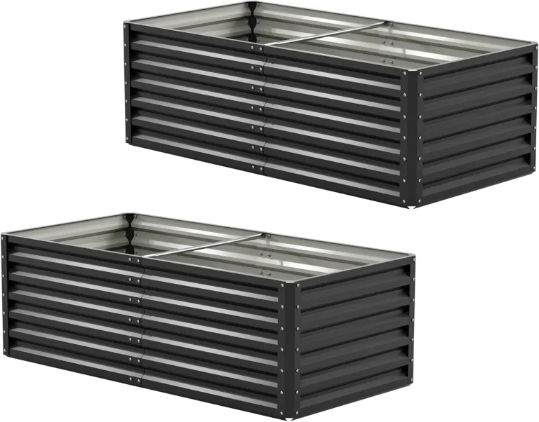 Amopatio Hochbeet Metall 2er-Set, Pflanzbeet Hochbeete für Garten, 180x90x60 cm, Hochbeete-kit 970 L für Gemüse Blumen Sukkulenten Kräuter, Blumenbeet & Pflanzentrog, Verzinkter Stahl, Schwarz – Bild 1