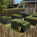 Amopatio Hochbeet Metall 2er-Set, Pflanzbeet Hochbeete für Garten, 180x90x60 cm, Hochbeete-kit 970 L für Gemüse Blumen Sukkulenten Kräuter, Blumenbeet & Pflanzentrog, Verzinkter Stahl, Schwarz - Thumbnail 10