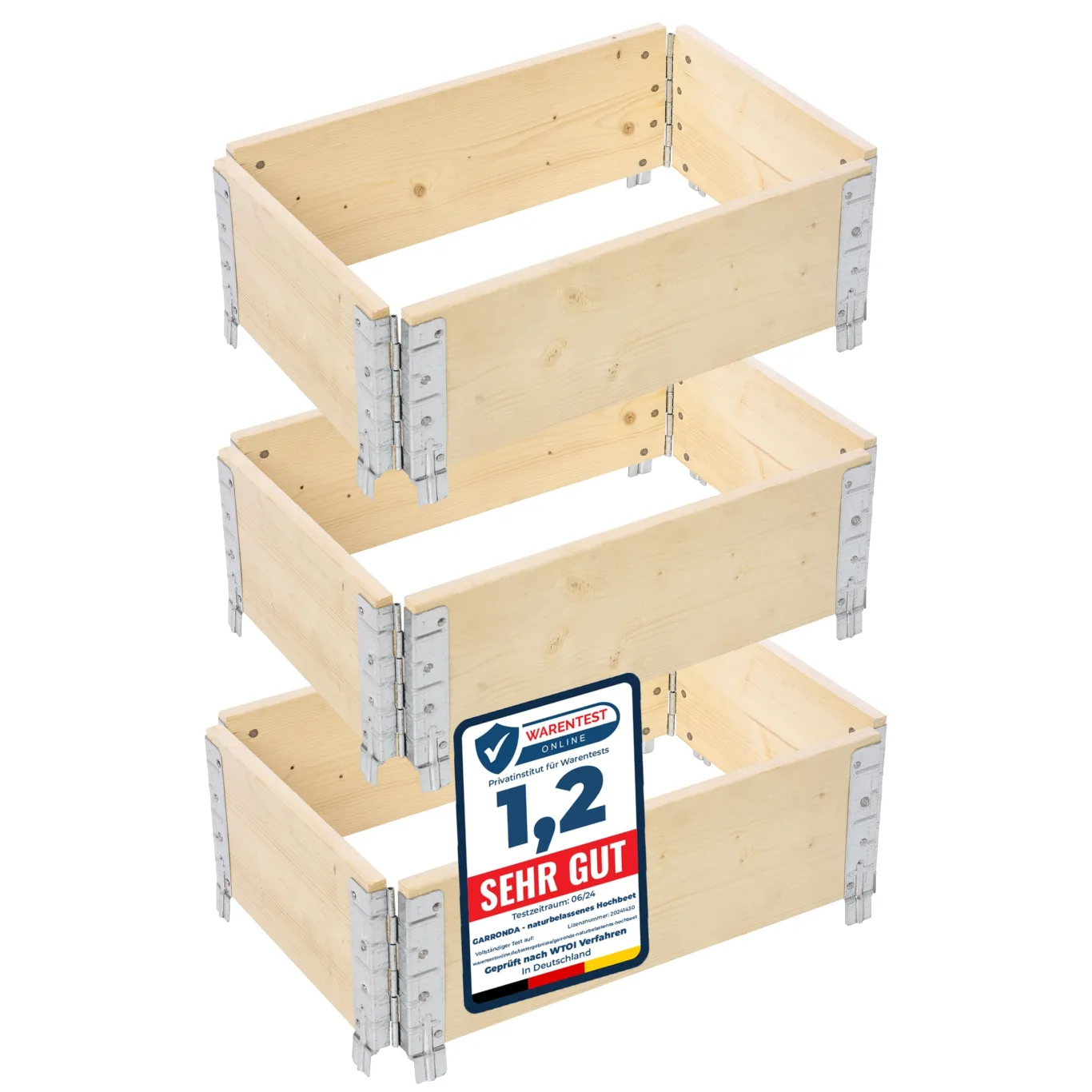 Garronda naturbelassene Hochbeete für Garten Palettenrahmen Hochbeet Holz steckbar stapelbar faltbar für Pflanzen Blumen Kräuter Obst und Gemüse Natural 3 Stück 60x40x20 cm GD-0141 - Bild 1