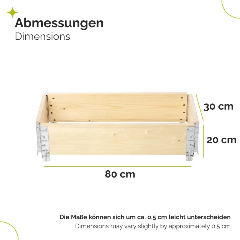 Garronda naturbelassene Hochbeete für Garten Palettenrahmen Hochbeet Holz steckbar stapelbar faltbar für Pflanzen Blumen Kräuter Obst und Gemüse Natural 1 Stück 80x30x20 cm GD-0141 – Bild 2