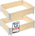 naturbelassene Hochbeete für Garten Palettenrahmen Hochbeet Holz steckbar stapelbar faltbar für Pflanzen Blumen Kräuter Obst und Gemüse Natural 3 Stück 120x40x20 cm GD-0141 - Thumbnail 8