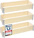 naturbelassene Hochbeete für Garten Palettenrahmen Hochbeet Holz steckbar stapelbar faltbar für Pflanzen Blumen Kräuter Obst und Gemüse Natural 3 Stück 120x40x20 cm GD-0141 - Thumbnail 1