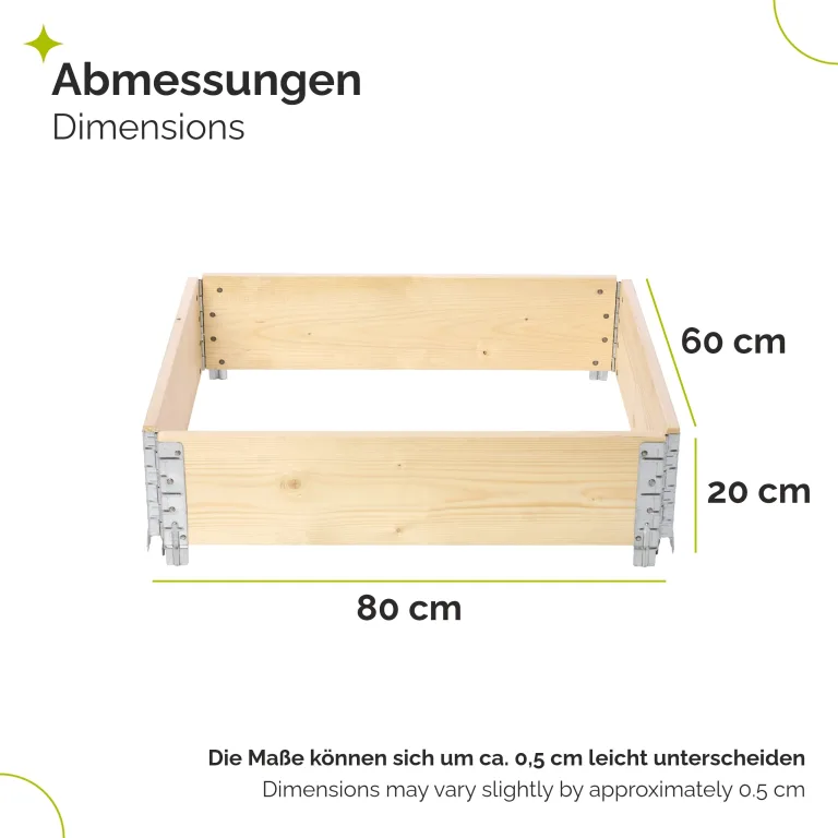 Garronda naturbelassene Hochbeete für Garten Palettenrahmen Hochbeet Holz steckbar stapelbar faltbar für Pflanzen Blumen Kräuter Obst und Gemüse Natural 1 Stück 80x60x20 cm GD-0141 – Bild 2