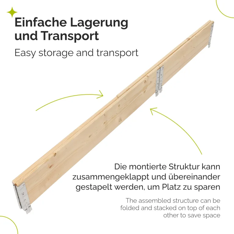 Garronda naturbelassene Hochbeete für Garten Palettenrahmen Hochbeet Holz steckbar stapelbar faltbar für Pflanzen Blumen Kräuter Obst und Gemüse Natural 1 Stück 80x60x20 cm GD-0141 – Bild 4