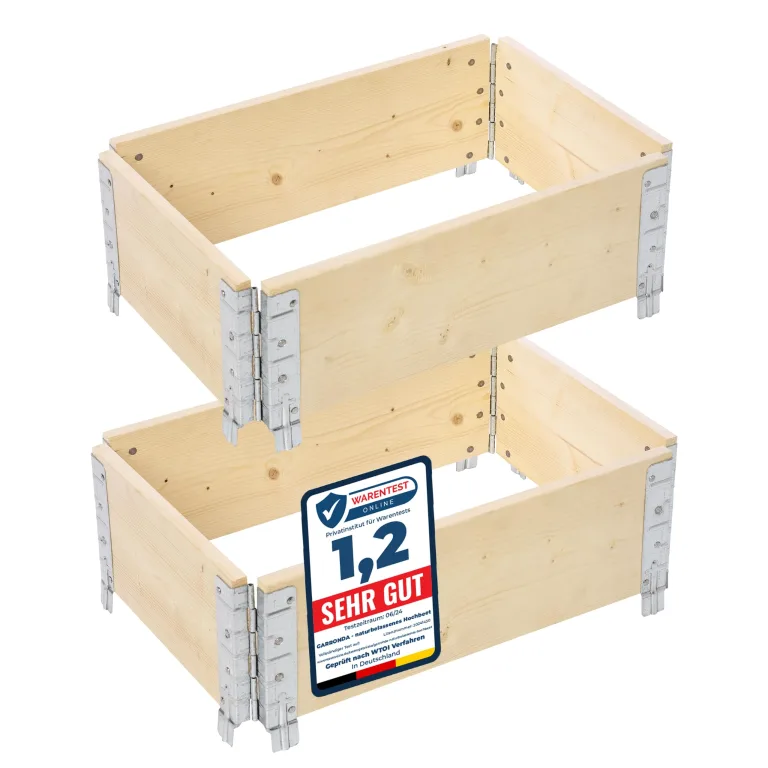 Garronda naturbelassene Hochbeete für Garten Palettenrahmen Hochbeet Holz steckbar stapelbar faltbar für Pflanzen Blumen Kräuter Obst und Gemüse Natural 1 Stück 80x60x20 cm GD-0141 – Bild 10