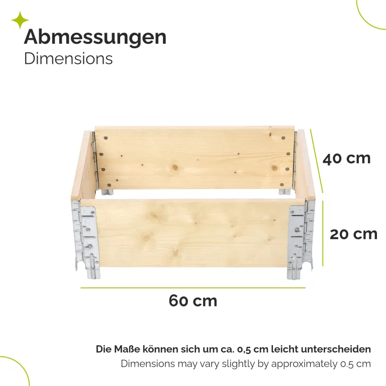 Garronda naturbelassene Hochbeete für Garten Palettenrahmen Hochbeet Holz steckbar stapelbar faltbar für Pflanzen Blumen Kräuter Obst und Gemüse Natural 1 Stück 60x40x20 cm GD-0141 – Bild 2