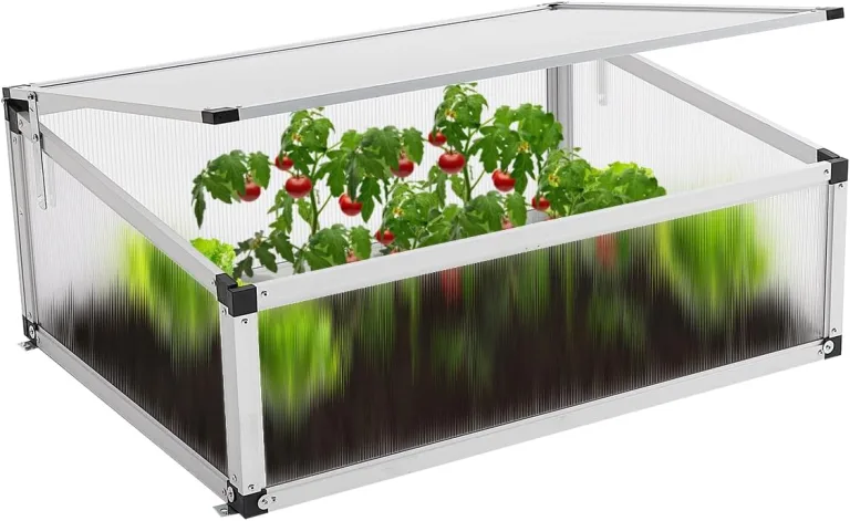 Frühbeet Alu Mini Gewächshaus Hochbeet Treibhaus UV-Schutz Pflanzbeet lichtdurchlässig Frühbeetkasten HxBxT: 77x58x30 cm Einzeldach Silbern – Bild 1