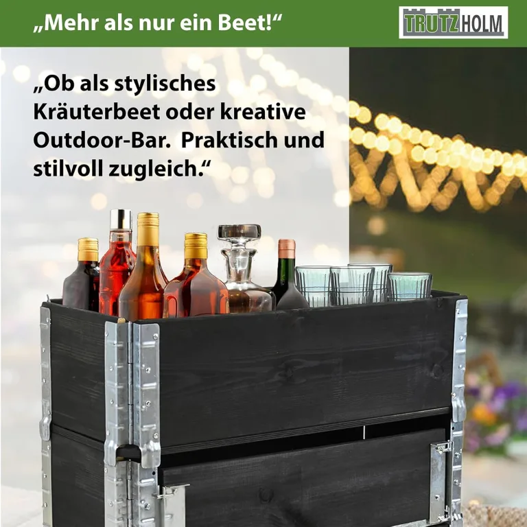 TRUTZHOLM Hochbeet aus Holz 80x30x68 cm Kräuterbeet mobiler Einsatz auf Rollen Feststellbremsen für Garten und Balkon, Kräuter oder Blumenkasten, mit Stauraum Fach, teilbar, zeitlos, flexibel – Bild 6